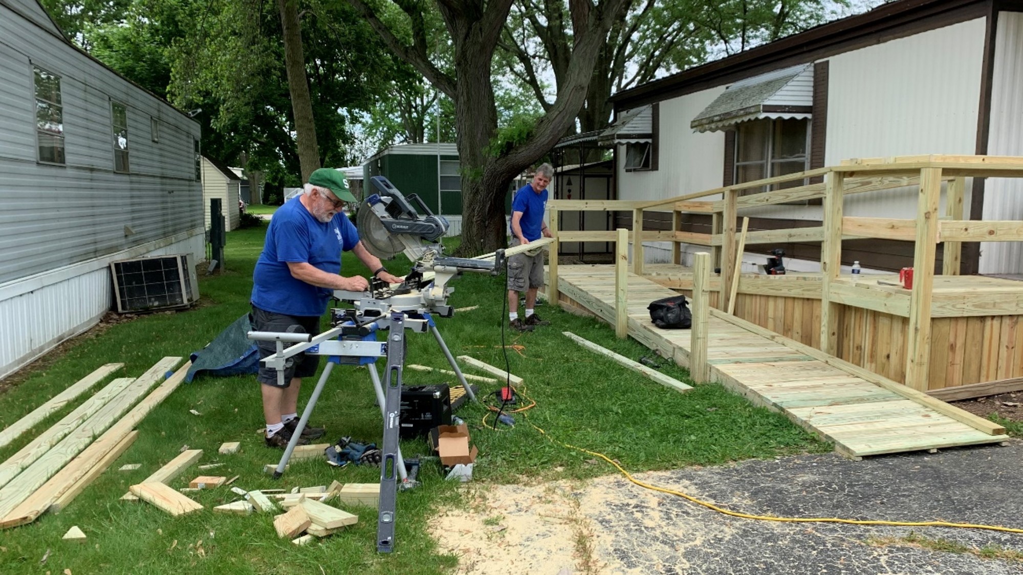 Chore team hard at work building a ramp